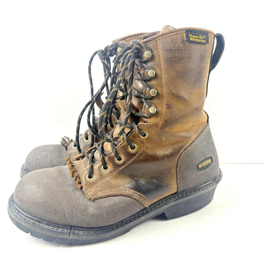 LaCrosse Boots Mens 8 Brown Extreme Tough Logger HD 8" Waterproof Work *READ*